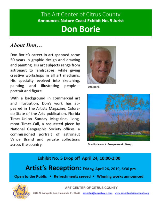 The Art Center of Citrus County Announces Nature Coast Exhibit No. 5 Jurist Don Borie
