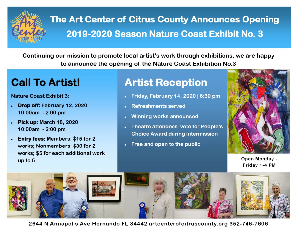 Call to Artist: Nature Coast Exhibit No.3 Feb 12, 2020, 10:00am-2:00pm