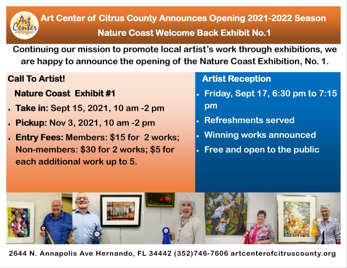 Call to Artist Welcome Back Nature Coast Exhibit No.1