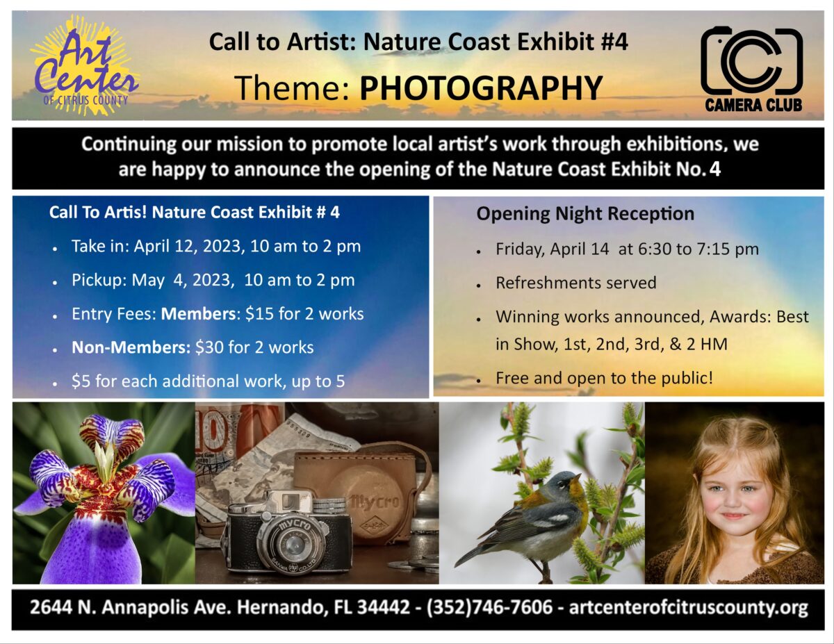 Nature Coast Exhibit #4, Theme: Photography, Take in April 12th