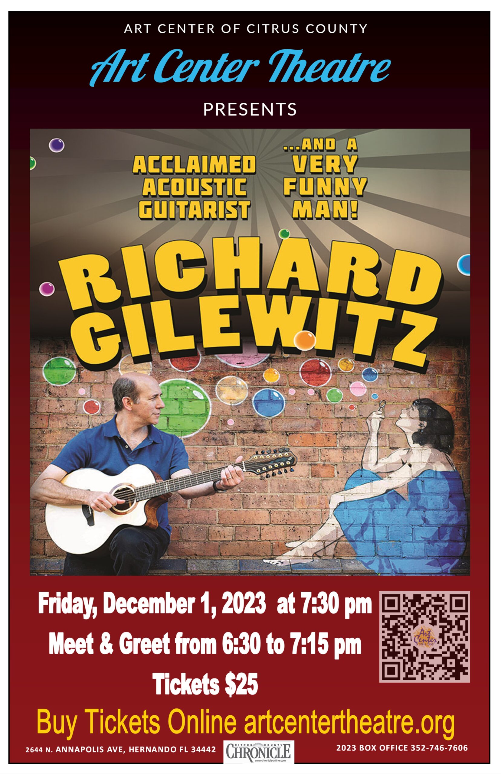 Art Center Theatre Presents: Richard Gilewitz Guitar Concert Dec. 6th @ 7:30