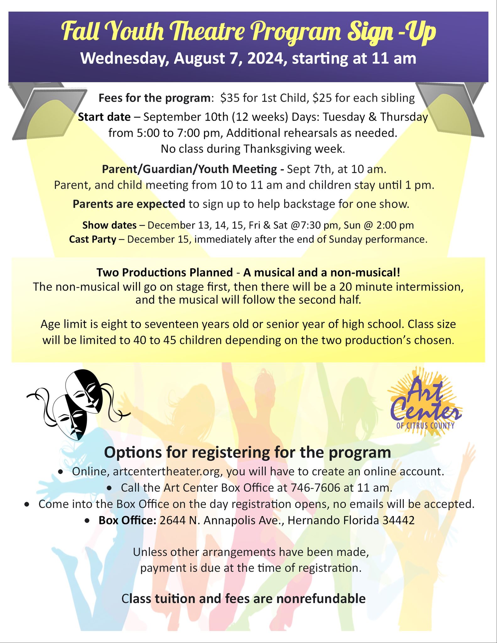 Join the Youth Theatre Fall 2024 Program: Details and Registration