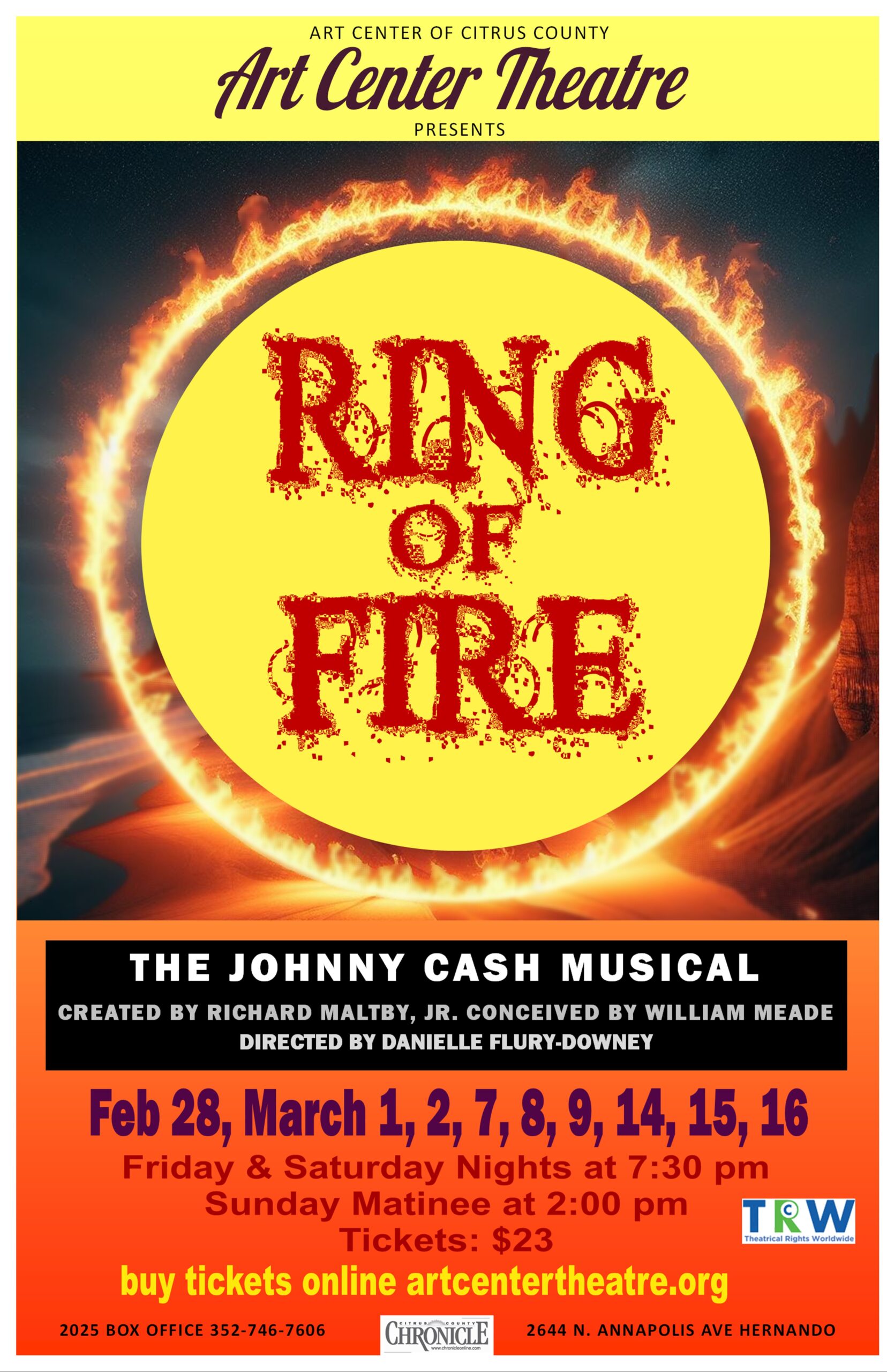 Art Center Theatre Presents: Ring of Fire, the Music of Johnny Cash Feb. 28th – March 16