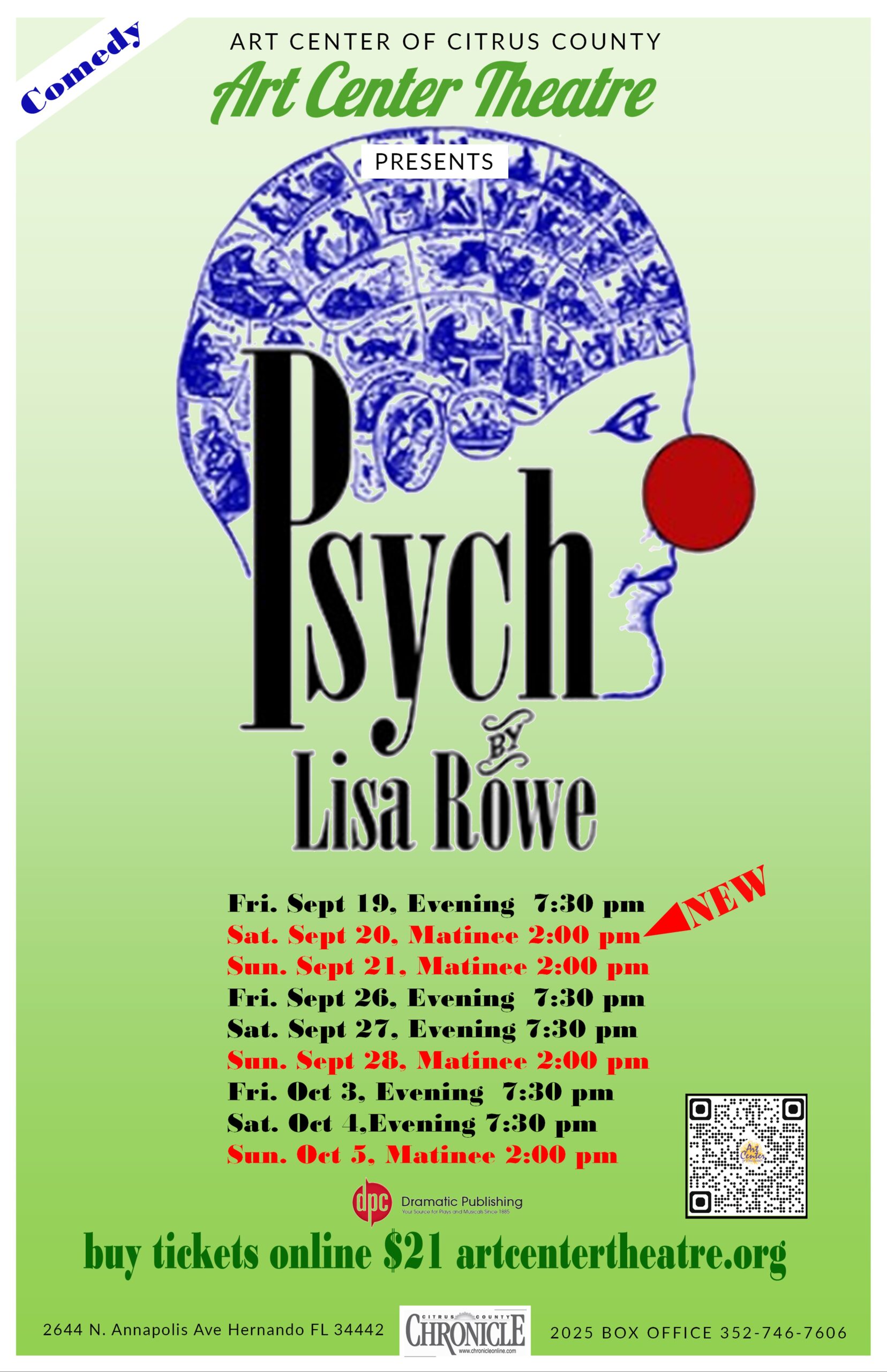 Art Center Theatre Presents: Psych, Comedy/Farce