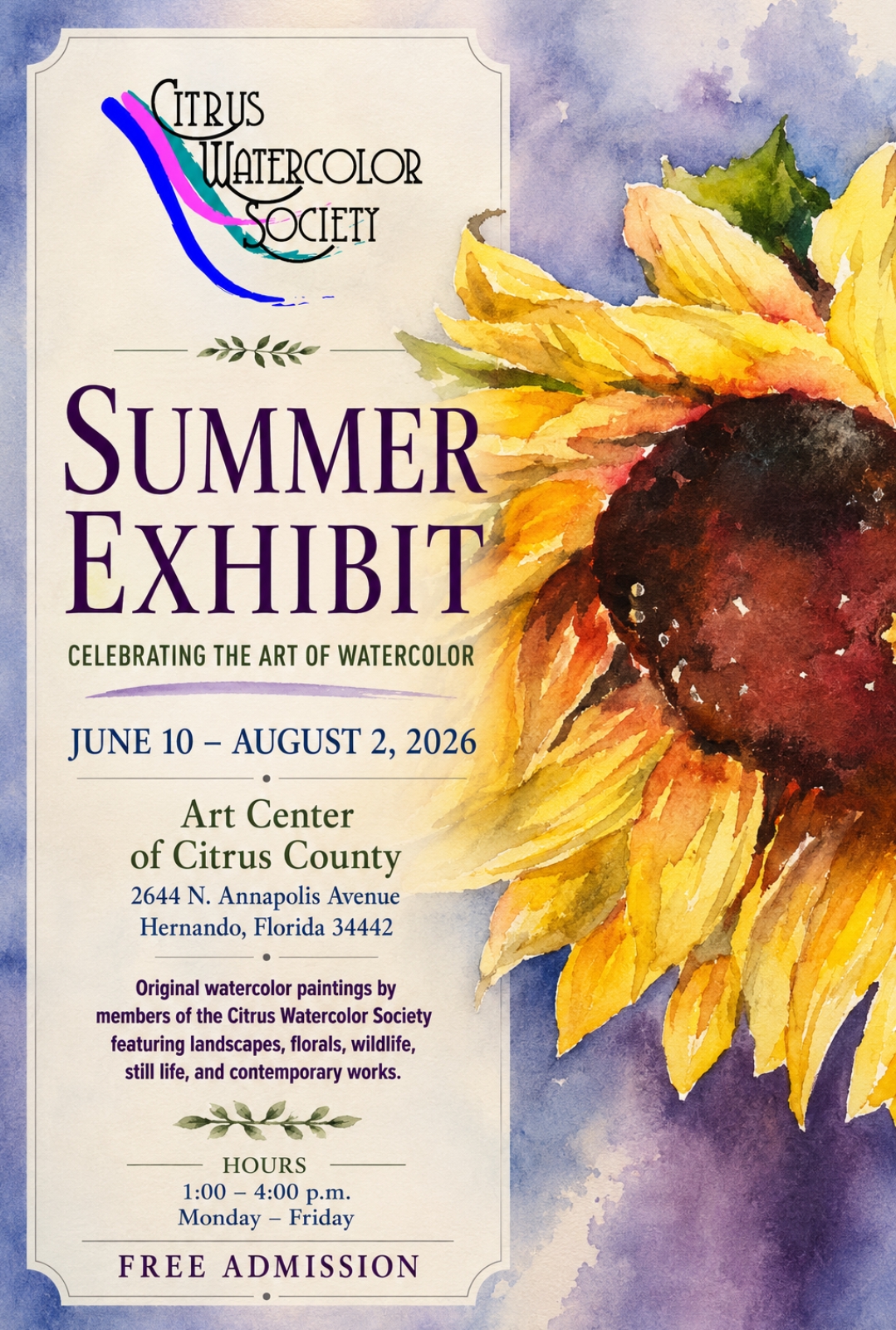 Citrus Watercolor Society: Summer Exhibit 2026